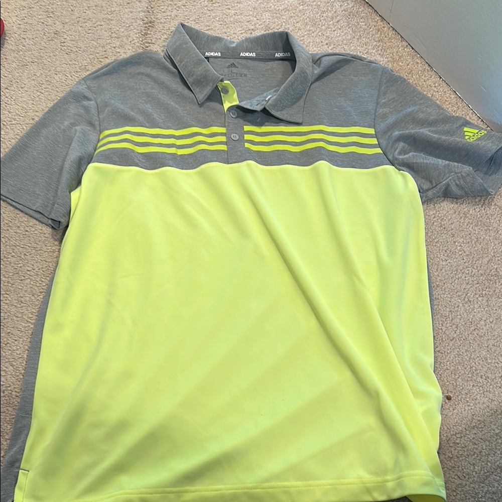 Adidas Gray and Yellow Performance Polo Shirt